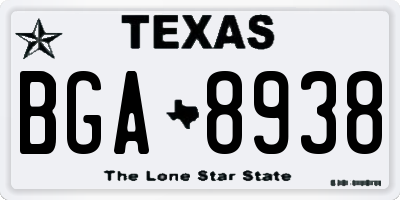 TX license plate BGA8938