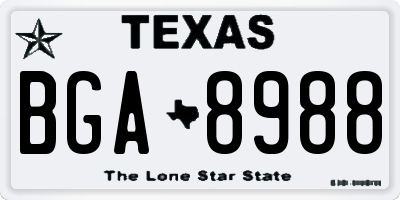 TX license plate BGA8988
