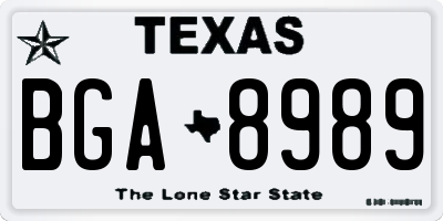 TX license plate BGA8989