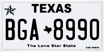 TX license plate BGA8990