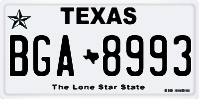 TX license plate BGA8993