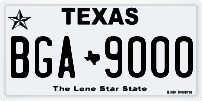 TX license plate BGA9000
