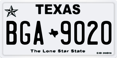 TX license plate BGA9020