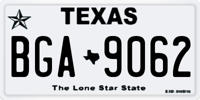 TX license plate BGA9062