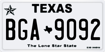 TX license plate BGA9092