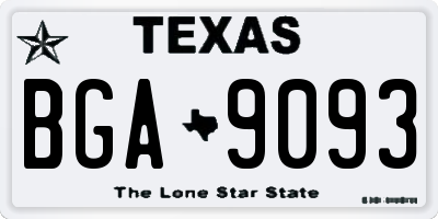TX license plate BGA9093