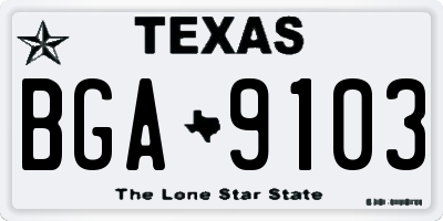 TX license plate BGA9103