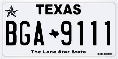 TX license plate BGA9111