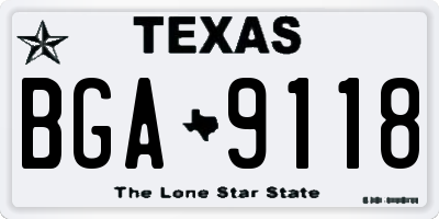 TX license plate BGA9118