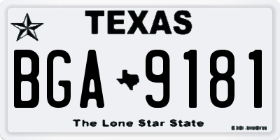 TX license plate BGA9181