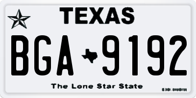 TX license plate BGA9192