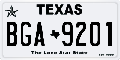 TX license plate BGA9201