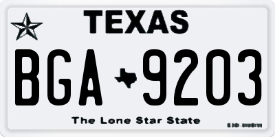 TX license plate BGA9203