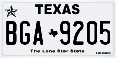 TX license plate BGA9205