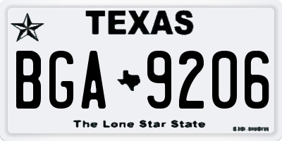 TX license plate BGA9206