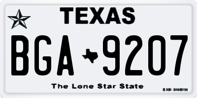 TX license plate BGA9207