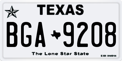 TX license plate BGA9208