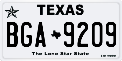 TX license plate BGA9209