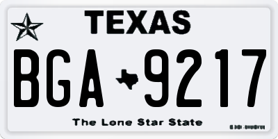 TX license plate BGA9217