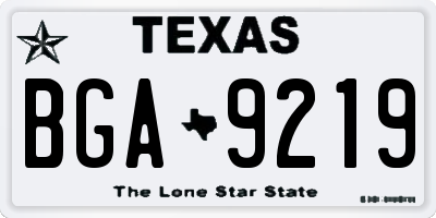 TX license plate BGA9219