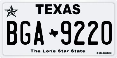 TX license plate BGA9220