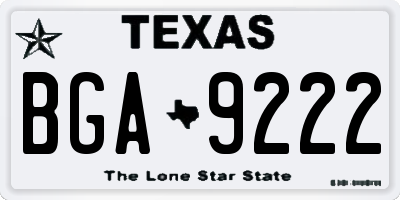 TX license plate BGA9222