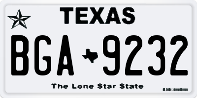TX license plate BGA9232