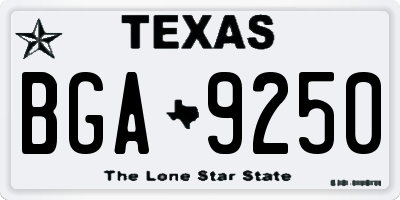 TX license plate BGA9250