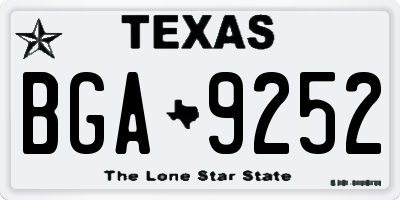 TX license plate BGA9252