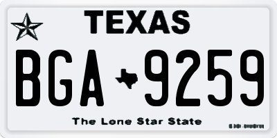 TX license plate BGA9259