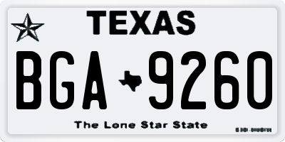 TX license plate BGA9260