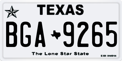 TX license plate BGA9265