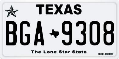 TX license plate BGA9308