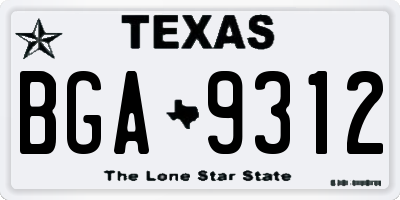 TX license plate BGA9312