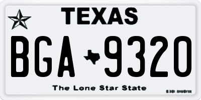 TX license plate BGA9320