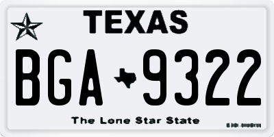 TX license plate BGA9322
