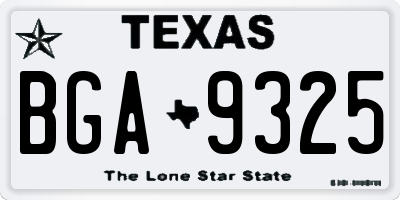 TX license plate BGA9325