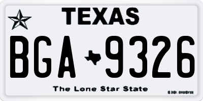 TX license plate BGA9326