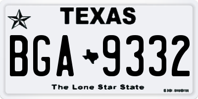 TX license plate BGA9332