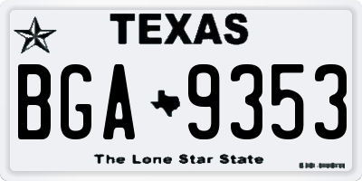 TX license plate BGA9353