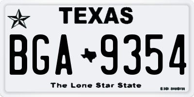 TX license plate BGA9354