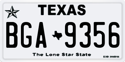 TX license plate BGA9356