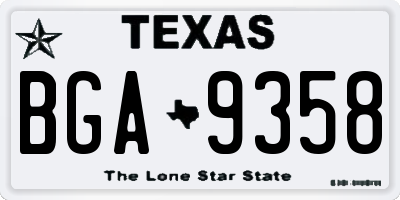 TX license plate BGA9358