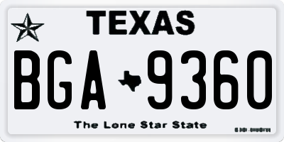 TX license plate BGA9360
