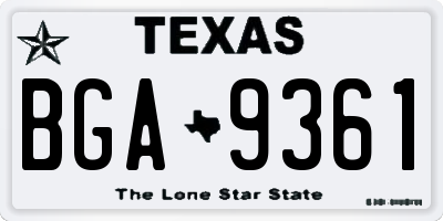 TX license plate BGA9361