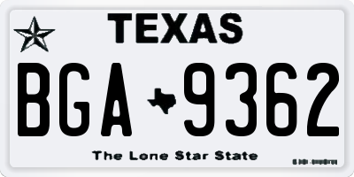 TX license plate BGA9362