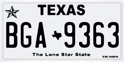 TX license plate BGA9363
