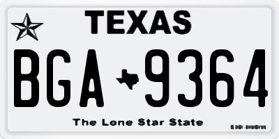 TX license plate BGA9364