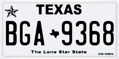 TX license plate BGA9368