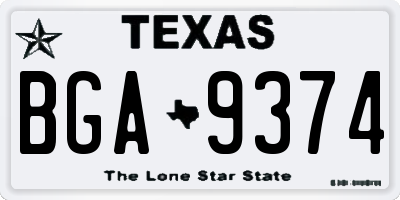 TX license plate BGA9374